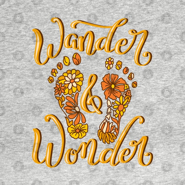 Wander and Wonder Boho Bare Foot Floral Walking Design by DoubleBrush